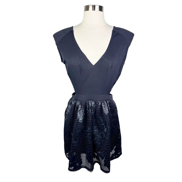 Xtaren Black Mesh Cut Out Dress - Size Medium - Picture 1 of 7
